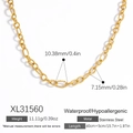 Collier chaîne épaisse en acier inoxydable plaqué or 18k pour femmes étanche - Collier Décoratif Texturé Doré (XL31560)