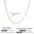 Collier maille trombone en acier inoxydable plaqué or 18 carats, étanche et hypoallergénique - Collier Trombone Minimaliste Doré (XL31604)