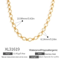 Collier à maillons torsadés dorés en acier inoxydable étanche de 40cm de long - Collier à Maillons Ovales Torsadés Doré (XL31619)