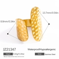 Waterproof 18k gold plated stainless steel ring with hammered texture finish - Wide Hammered Texture Open Ring (JZ21347)