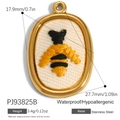 Oval 18K gold plated stainless steel bee embroidery pendant charm with dimensions - Oval Black Yellow Bee Style (PJ93825B)