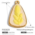 Waterproof 18K gold plated stainless steel triangle pendant with yellow leaf embroidery - Triangle Yellow Leaf Style (PJ93829)