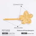 18K gold plated stainless steel floral hair clip with textured petals for women - Radiant Flower Shape (FS71033)