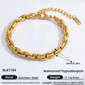 Επίχρυσο βραχιόλι 18k από ανοξείδωτο ατσάλι 6mm με ρυθμιζόμενη αλυσίδα κλειουργία - Στυλ Πλεγμένο Σχοινί (SL41194)
