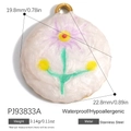18K gold plated stainless steel lavender flower round pendant with dimensions shown - Round Purple Floral Style (PJ93833A)