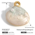 Waterproof stainless steel shell pendant with pearl inlay in iridescent color PJ93837 - Iridescent Shell Pearl Style (PJ93837)