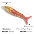 Pink and gold stainless steel fish pendant with sparkling glitter and crystal eye - Long Gold Pink Fish Style (PJ93838A)