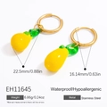 Boucles d'oreilles en acier inoxydable doré 18K avec breloques mangue en verre - Style Forme Mangue (EH11645)