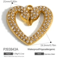 Golden stainless steel heart pendant with sparkling rhinestones and waterproof finish - Heart Fully Rhinestone Gold Style (PJ93843A)
