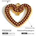 Golden stainless steel heart pendant with red rhinestones and double-heart design - Heart Fully Rhinestone Red Style (PJ93843B)
