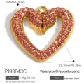 Pink rhinestone heart pendant in 18K gold plated stainless steel for DIY jewelry - Heart Fully Rhinestone Pink Style (PJ93843C)