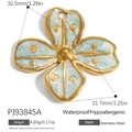 Blue enamel flower pendant in gold stainless steel finish for DIY jewelry making - Four-Petal Flower Light Blue Style (PJ93845A)