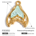 Light green fish tail pendant in 18K gold plated stainless steel with dimensions - Light Green Fish Tail Style (PJ93850)