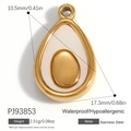 18K gold plated stainless steel avocado charm pendant with white enamel inlay - Avocado Waterdrop Style (PJ93853)