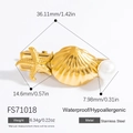 Clip para el pelo de estrella de mar y perla en acero inoxidable dorado de 18k - Estilo Combinación Océano (FS71018) / Chapado en Oro de 18K