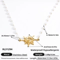 Collana di perle in acciaio inossidabile impermeabile con ciondolo a sole dorato da 45 cm - Collana di Perle con Ciondolo Sole (XL31294)