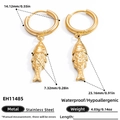 Dettaglio che mostra dimensioni e misure degli orecchini a pesce in acciaio inossidabile - Stile Pesce (EH11485)