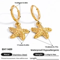 Dimensioni dettagliate degli orecchini a stella marina in acciaio inossidabile dorato - Stile Stella marina grande (EH11489)
