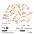 Pendenti a goccia in pietra rosa con anelli in acciaio inossidabile dorato per gioielli - Stile Pietra a Goccia Rosa (PJ91441)