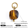 Tiger eye stone square pendant with golden stainless steel clasp for DIY jewelry making - Tiger Eye Square Style (PJ91168) / Set of 3