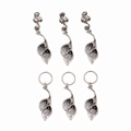 Set di 6 fermagli per capelli a spirale argento vintage con ciondoli a forma di giglio - Set come in foto (E8325)
