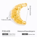 Gold stainless steel croissant pendant for DIY jewelry making with polished finish - Golden Croissant Style (PJ91428)