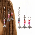 Bohemian spiral hair charms with vintage flower pendants and colorful heishi beads - Full Set of Braid Accessories (Complete Set) / Multicolor Set Style