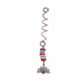 Macro detail of silver spiral hair coil with colorful beads and lotus flower pendant - Silver Snake Style