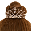 Tiara corona de corazón dorada con diamantes para niños bodas y accesorio para el pelo - Corona de Corazón con Strass (C8423) / Dorado
