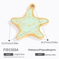 Mint green starfish pendant in stainless steel with cute smiley face and gold frame - Mint Green Smiley Starfish Style (PJ91569A)