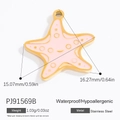 Pink enamel starfish charm in gold stainless steel for DIY jewelry making - Pink Smiley Starfish Style (PJ91569B)
