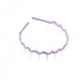 Purple wavy headband for women with non-slip teeth and comfortable fabric covering - Purple