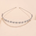 Elegant bridal silver headband with crystal flowers and beads for wedding styling - Cross Silver
