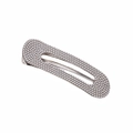 Detailed macro view of large silver-tone snap hair clip decorated with white faux pearls - Full Pearl Silver