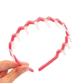 Pink non-slip toothed headband with ruffled satin fabric for women and kids - Watermelon red