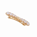Elegant gold metal hair clip with eight white gradient pearls and spring barrettes - Infinity Gold
