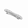 Silver-toned hair clip featuring 8 symmetrical white pearls on a metallic spring bar - Infinity Silver