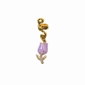 Pendentif tulipe violette pour tresses avec anneau spirale doré et détails en zircon - Style Spirale Tulipe Violette (F1415)