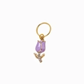 Détail du pendentif tulipe violette en alliage doré avec incrustation de zircon - Style Anneau de Cheveux Tulipe Violette (F1415)