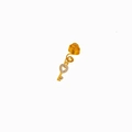 Detailed macro view of golden spiral hair ring with a sparkling crystal heart key charm - Key Style