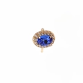 Eleganter goldener Haarclip mit ovalem blauem Edelstein und funkelnden Kristallen - Königsblau