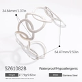 Silver stainless steel open cuff bracelet with interlocking oval cut-out design - Hollow Geometric Silver Style (SZ61082B) / 18K Gold Plated / Silver