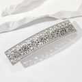 Fermaglio vintage argento rettangolare con motivo floreale traforato e strass lucidi - Argento