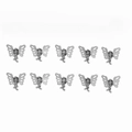 Set mit 10 Vintage-Schmetterlings-Mini-Haarspangen aus Metall in glänzendem Silber - Silber (E9513)