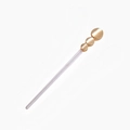 Detail of amber acrylic hair pin featuring three brushed gold metallic beads and texture - White (O6103)