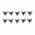 10er-Set Mini-Schmetterlingshaarklammern aus Metall in Dunkelgrau mit hohlem Design - Schwarz (E9513)