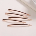 Five-piece rose gold minimalist hair clip set with sleek dark brown enamel finish - Long Coffee (E6526)