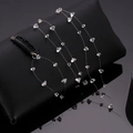 Cadena de pelo brillante de cristal con hilo invisible y clip de metal negro para mujer - Estilo Vidrio Claro