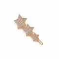 Sweet golden hair clip featuring three star-shaped charms with sparkling rhinestones - Gold