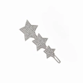 Silver star hair clip with sparkling rhinestones on a polished metal frog clip - Silver